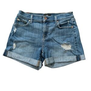 7 For All Mankind Stylish Blue Denim Shorts, size 26